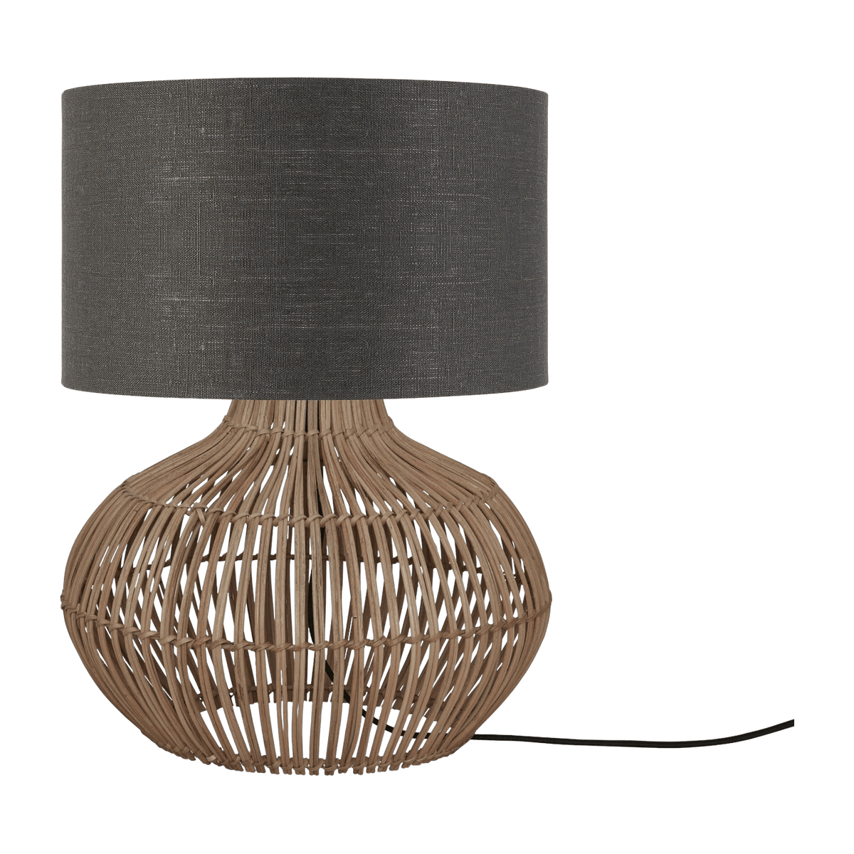 Lampe à poser en rotin avec abat-jour en lin gris 32x20cm Kalahari - Good & Mojo - The Cool Republic