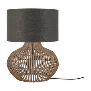 Lampe à poser en rotin avec abat-jour en lin gris 32x20cm Kalahari - Good & Mojo - The Cool Republic