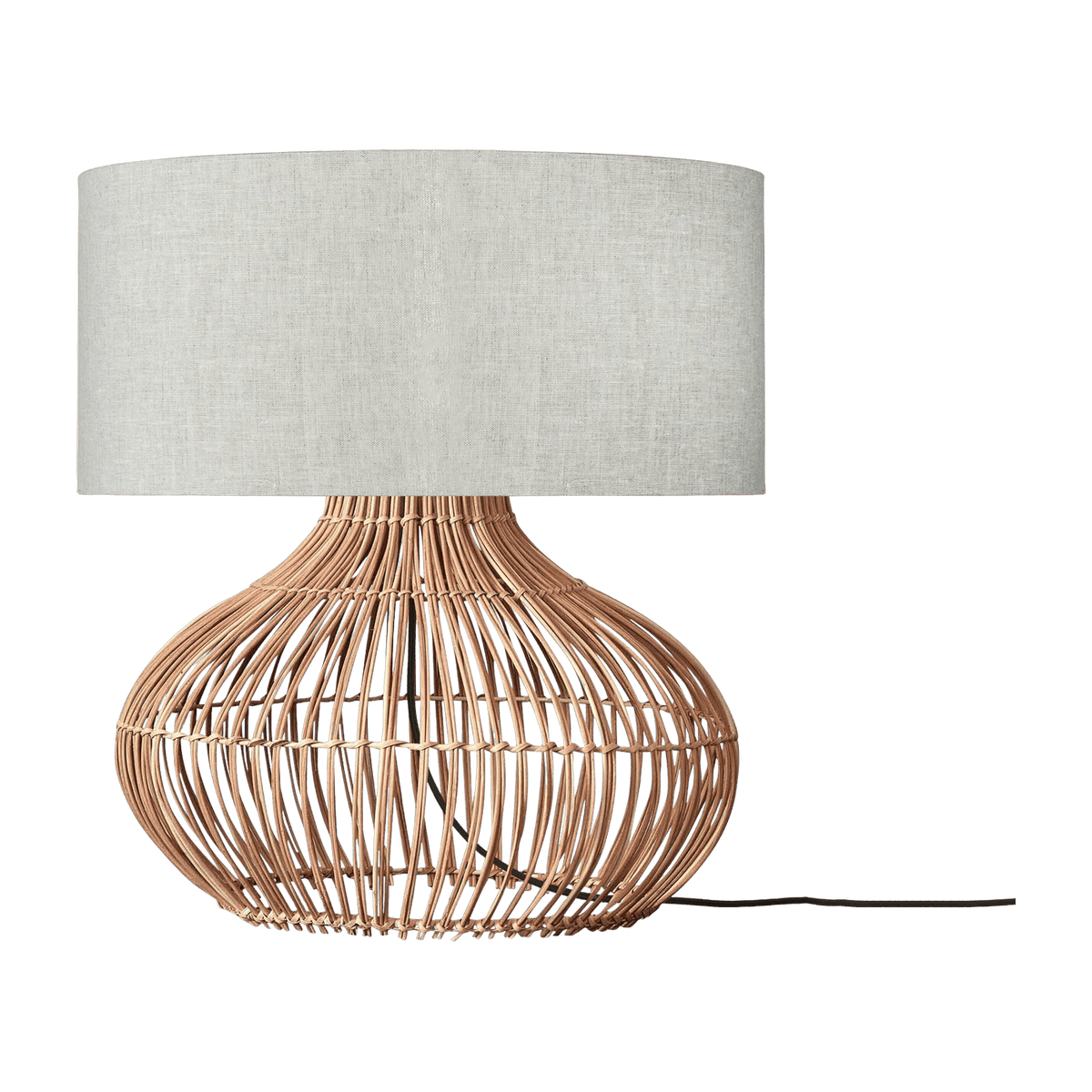 Lampe à poser en rotin avec abat-jour en lin lumière 47x23cm Kalahari - Good & Mojo - The Cool Republic