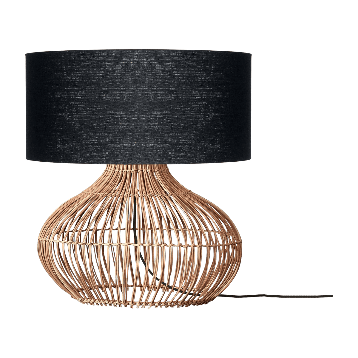 Lampe à poser en rotin avec abat-jour en lin noir 47x23cm Kalahari - Good & Mojo - The Cool Republic