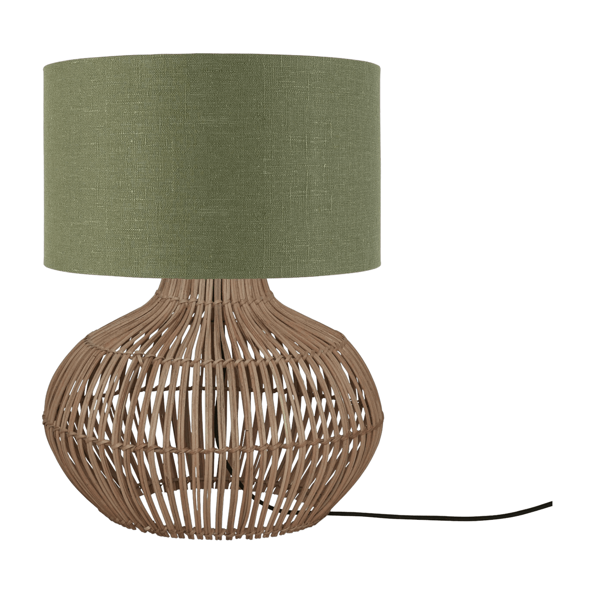 Lampe à poser en rotin avec abat-jour en lin vert 32x20cm Kalahari - Good & Mojo - The Cool Republic