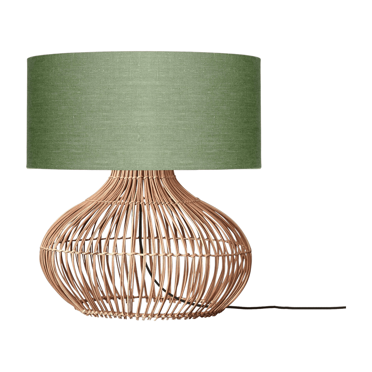 Lampe à poser en rotin avec abat-jour en lin vert 47x23cm Kalahari - Good & Mojo - The Cool Republic