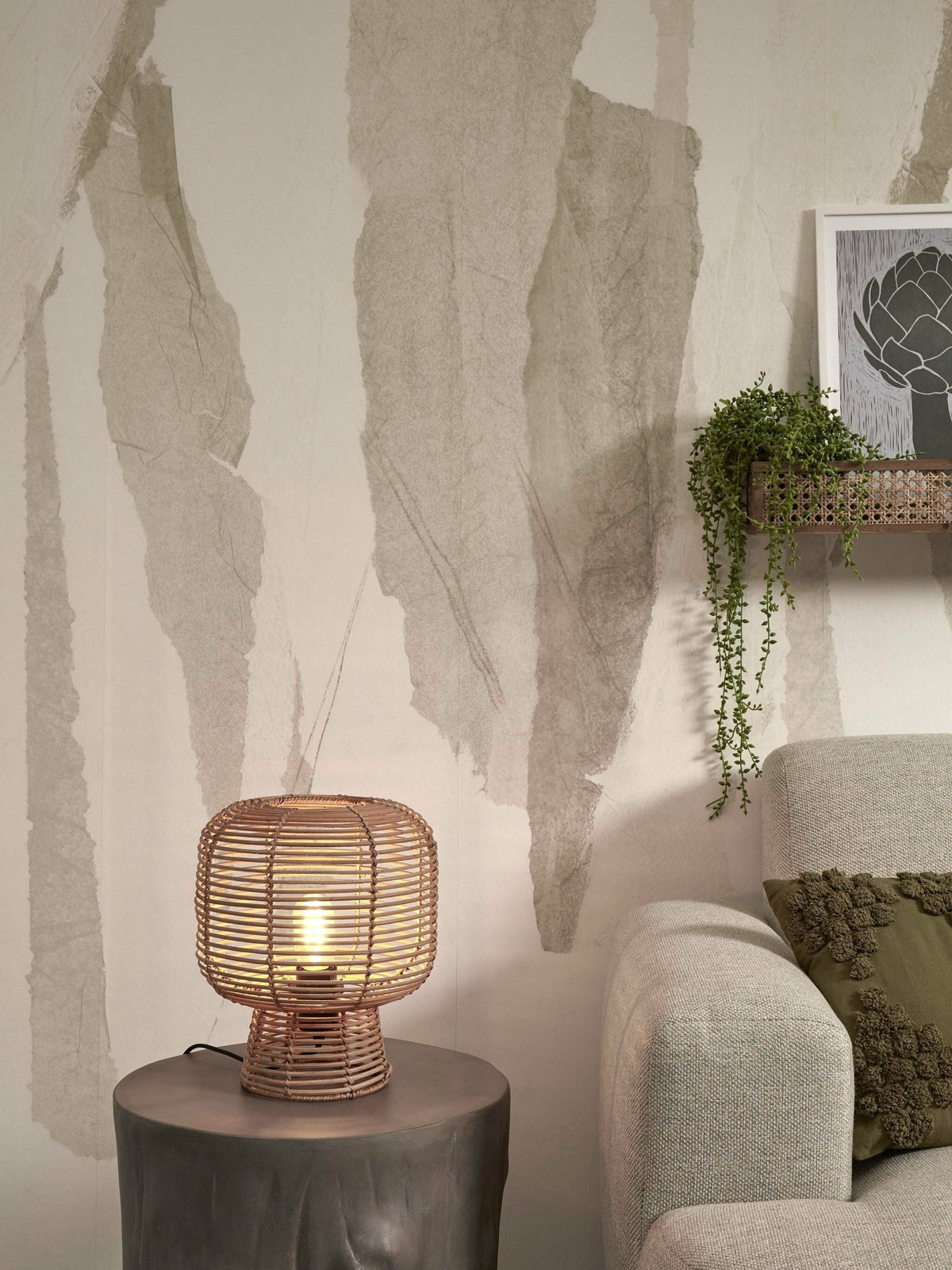 Lampe à poser en rotin naturel avec abat-jour naturel 30x27 cm Tanami - Good & Mojo - The Cool Republic