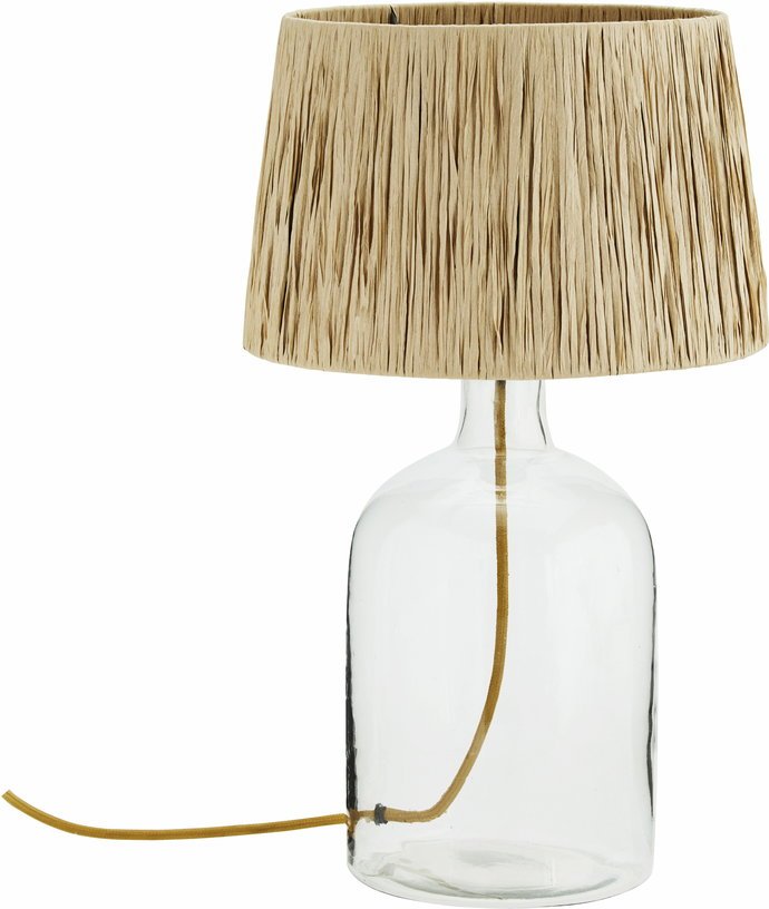 Lampe à poser en verre abat - jour en raphia - Madam Stoltz - The Cool Republic