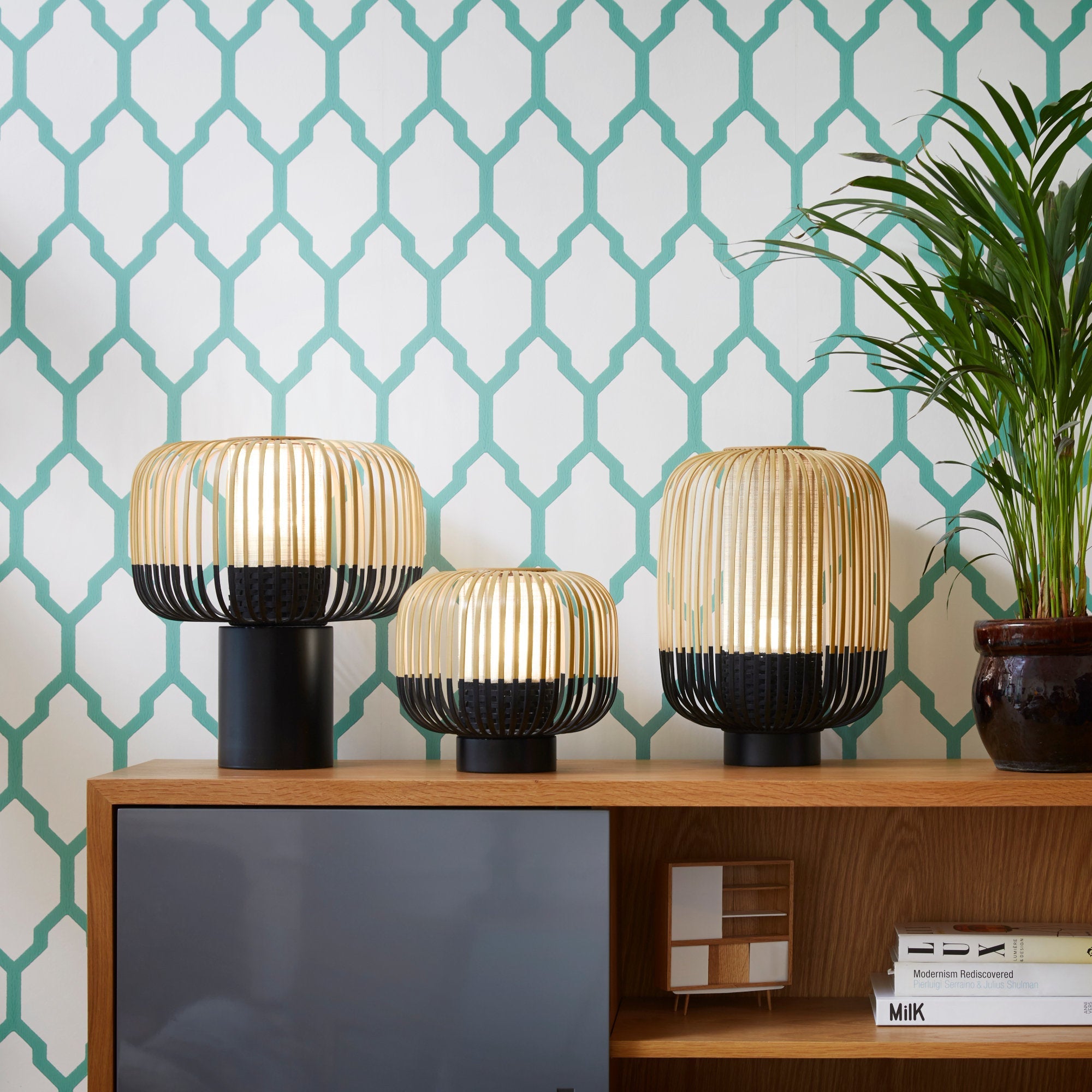 Lampe à poser noire M Bamboo - Forestier - The Cool Republic