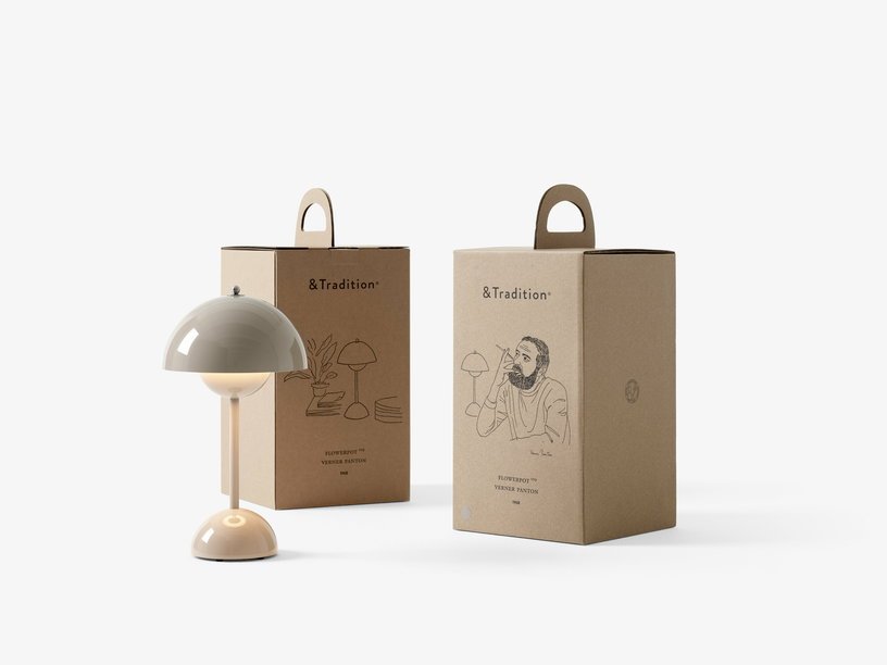 Lampe à poser sans fil grey beige Flowerpot VP9 - &tradition - The Cool Republic