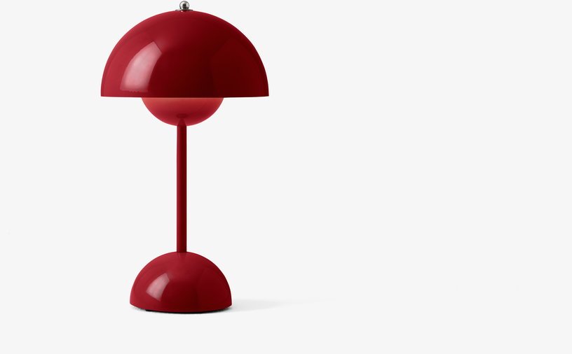 Lampe à poser sans fil vermilion red Flowerpot VP9 - &tradition - The Cool Republic