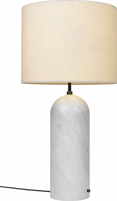 Lampe basse blanche base beige en marbre XL Gravity - Gubi - The Cool Republic