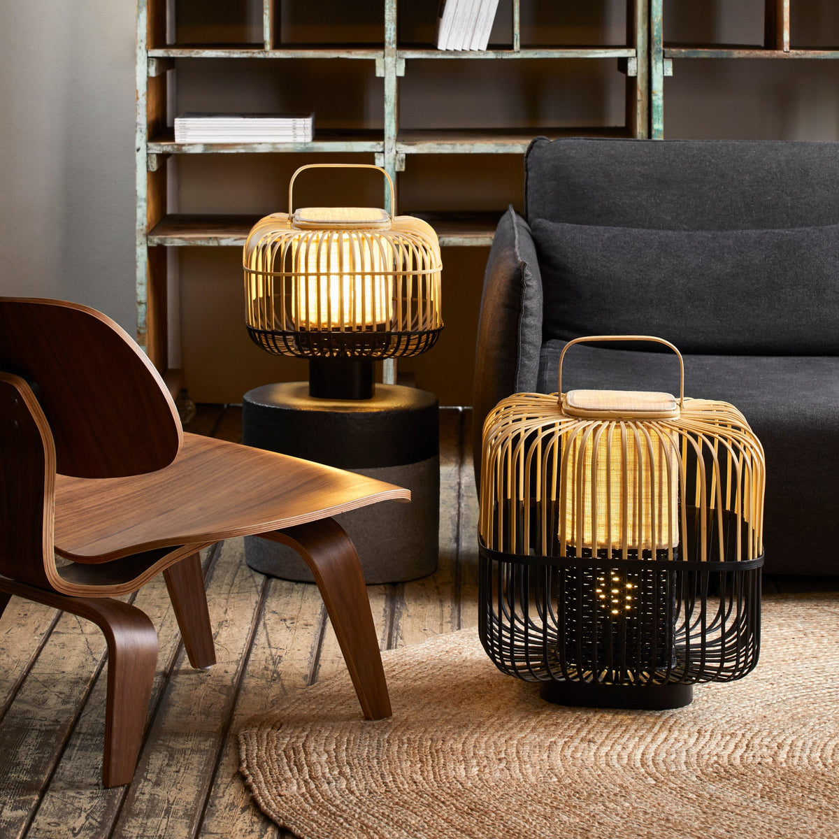 Lampe carré en bambou blanche L Bamboo Square - Forestier - The Cool Republic