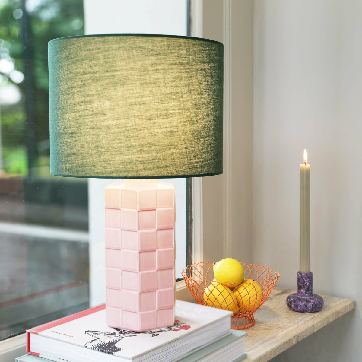 Lampe damier rose 42x25cm - &Klevering - The Cool Republic