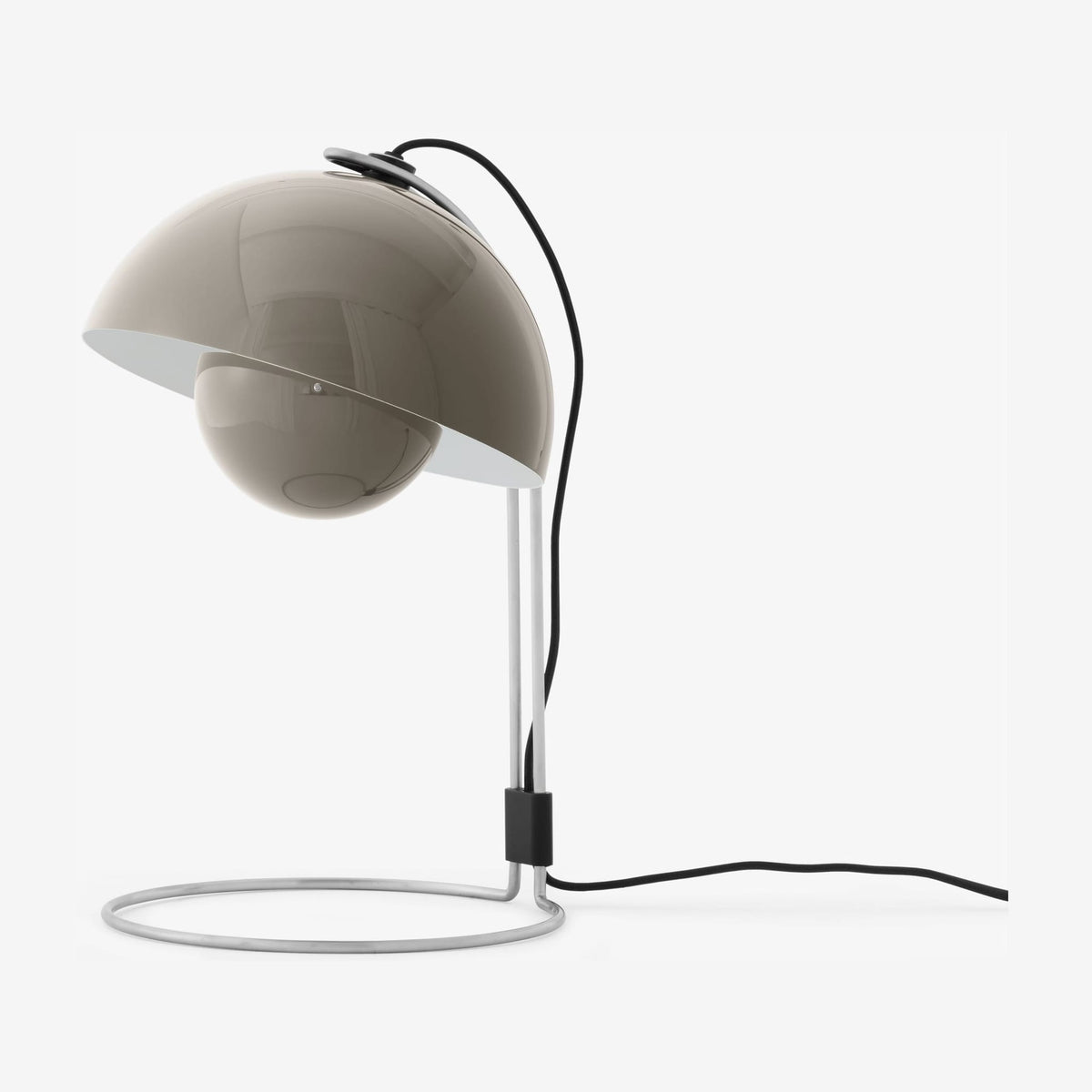 Lampe de bureau en chrome et acier peint beige 36cm Flowerpot VP4 - &tradition