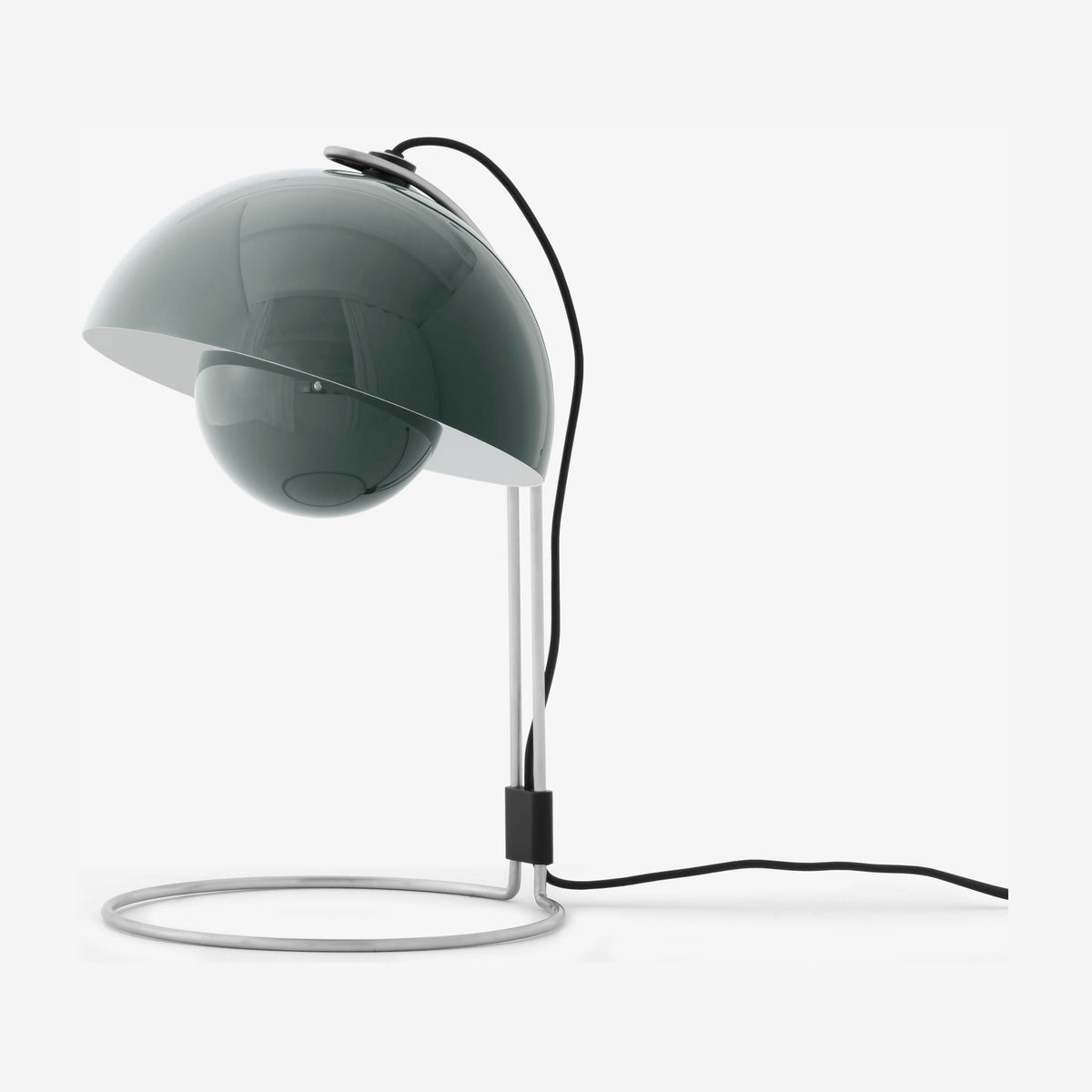 Lampe de bureau en chrome et acier peint bleu pierre 36cm Flowerpot VP4 - &tradition