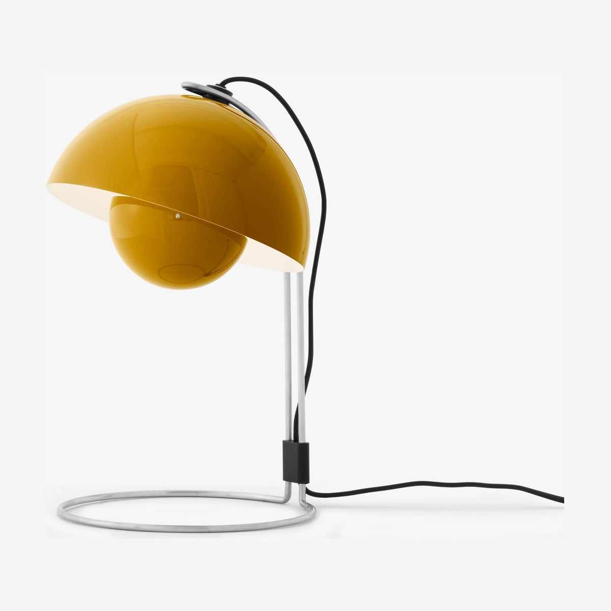 Lampe de bureau en chrome et acier peint jaune moutarde 36cm Flowerpot VP4 - &tradition — vue 3