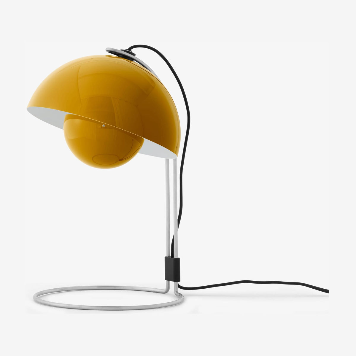 Lampe de bureau en chrome et acier peint jaune moutarde 36cm Flowerpot VP4 - &tradition