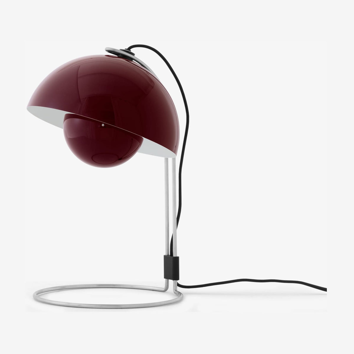 Lampe de bureau en chrome et acier peint prune 36cm Flowerpot VP4 - &tradition