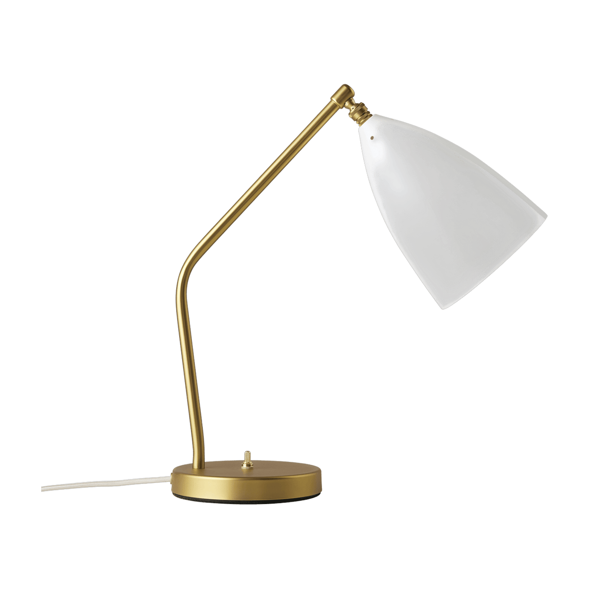 Lampe de bureau en laiton et acier blanc brillant Gräshoppa - Gubi - The Cool Republic