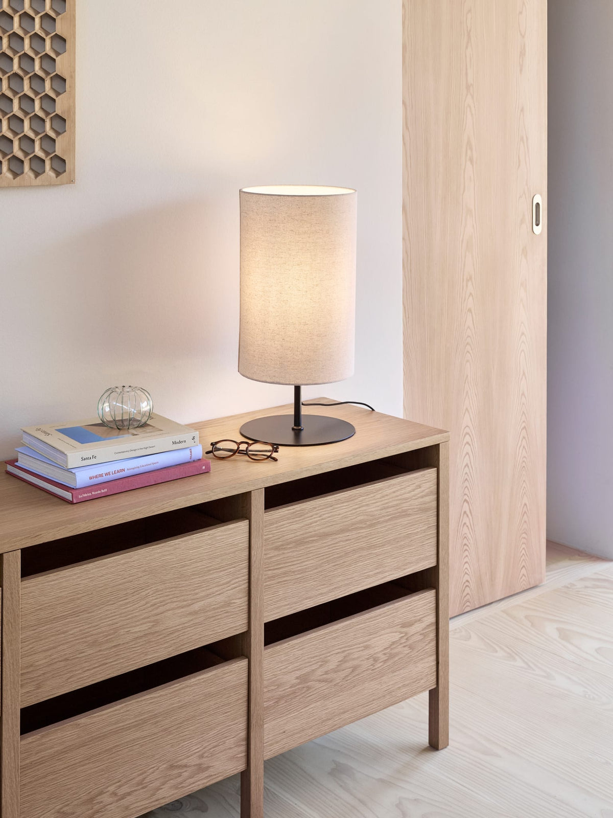 Lampe de chevet en coton blanc cassé 50cm Sable - Hübsch — vue 2