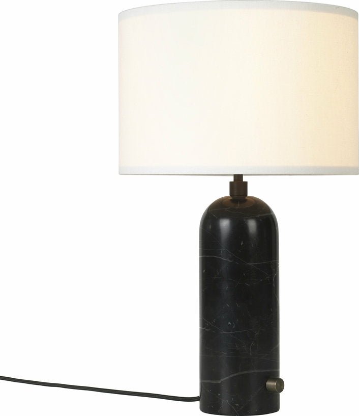 Lampe de table blanche base noire marbre 49 cm Gravity - Gubi - The Cool Republic