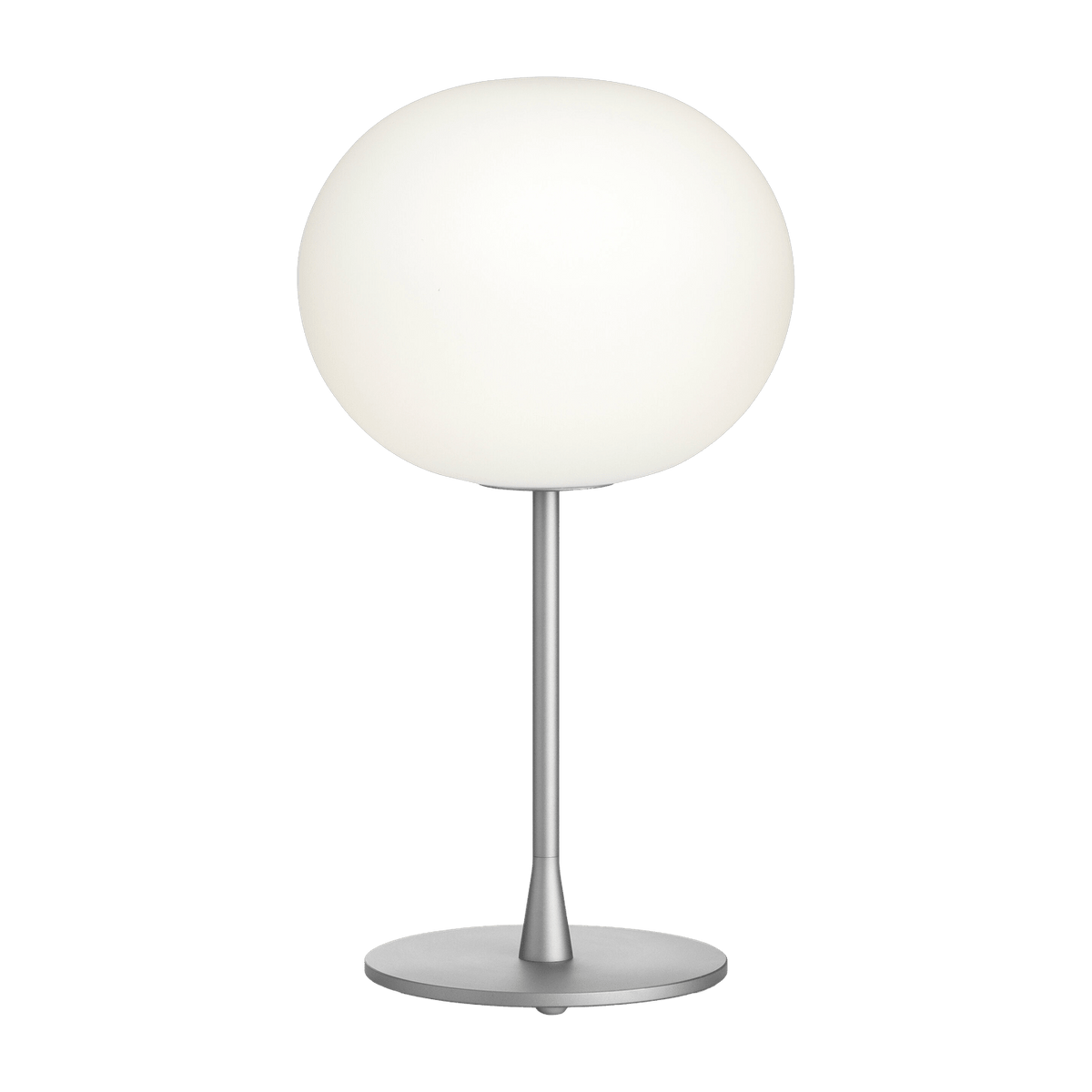 Lampe de table design en verre opalin et acier argenté Glo-Ball - Flos - The Cool Republic