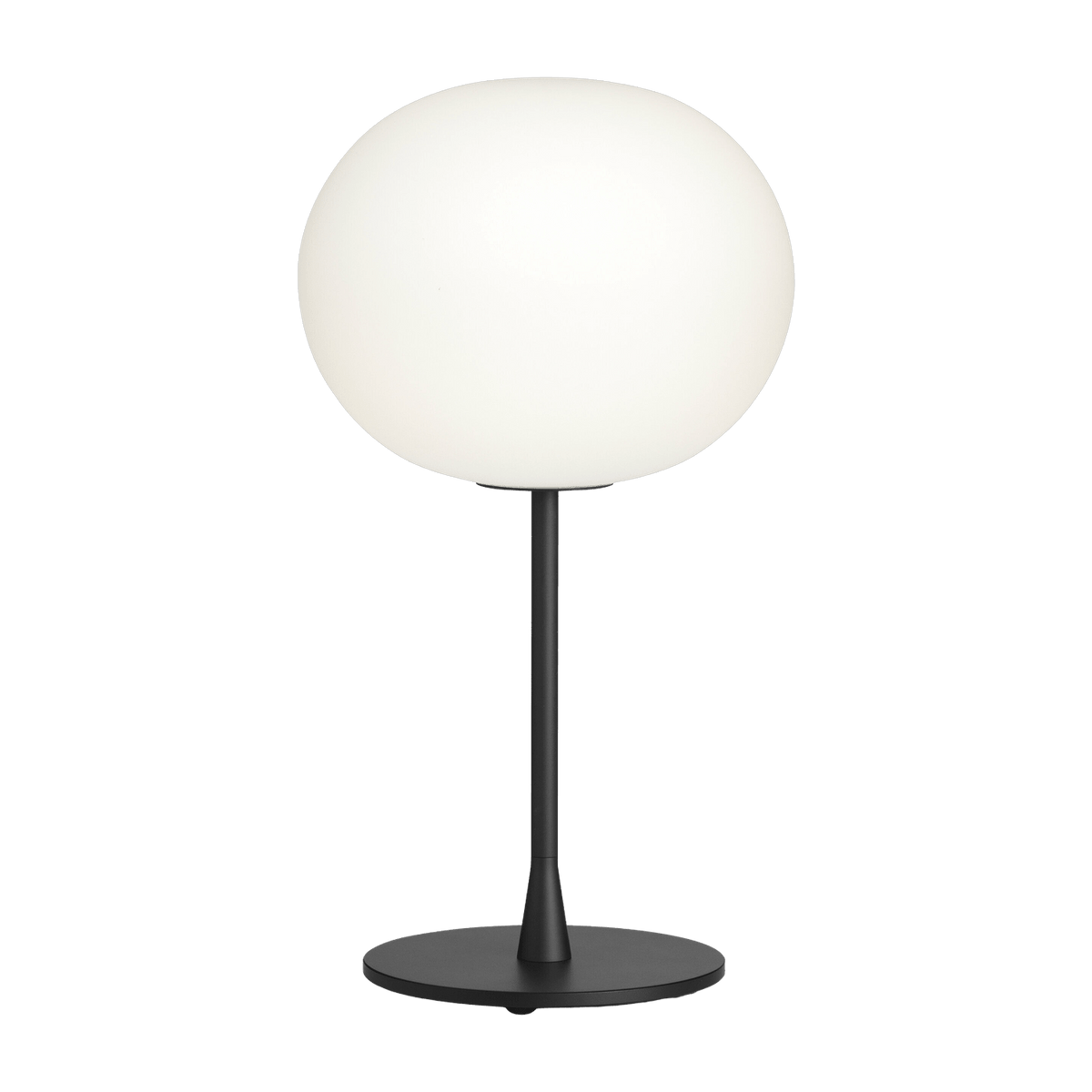 Lampe de table design en verre opalin et acier noir mat Glo-Ball - Flos - The Cool Republic