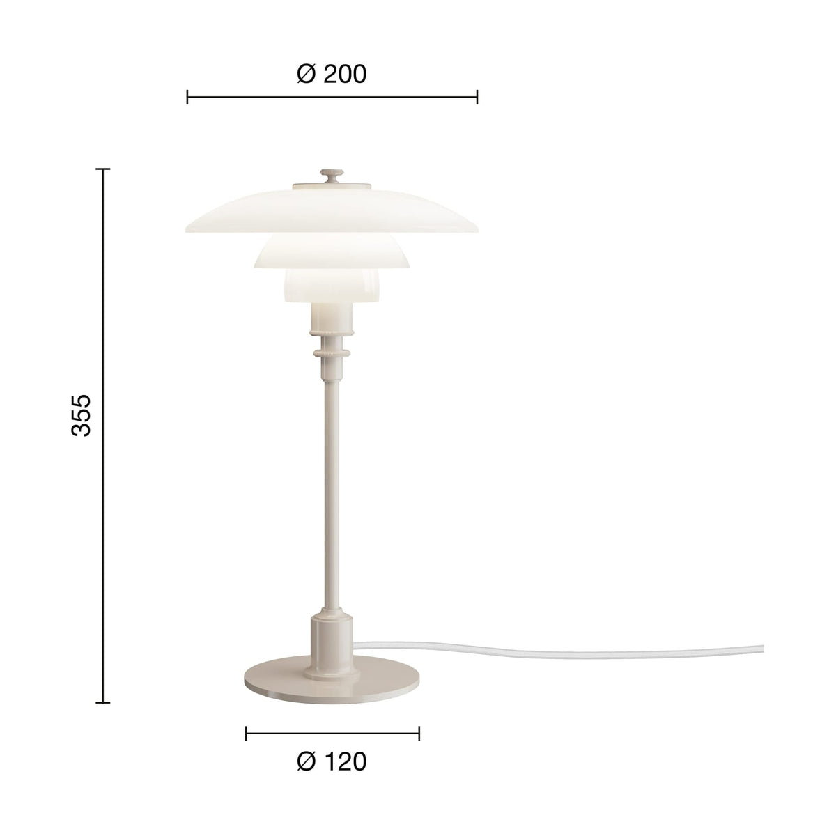 Lampe de table design en verre opalin et métal beige 35,5cm Ph 2/1 - Louis Poulsen — vue 3