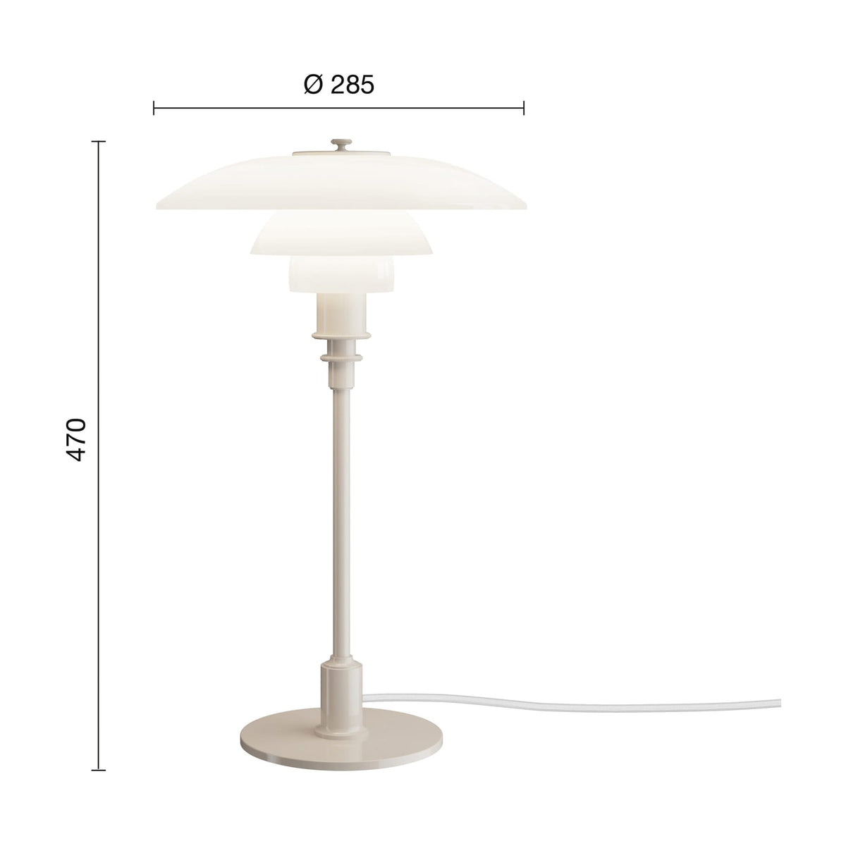 Lampe de table design en verre opalin et métal beige 45,5cm Ph 3/2 - Louis Poulsen — vue 4