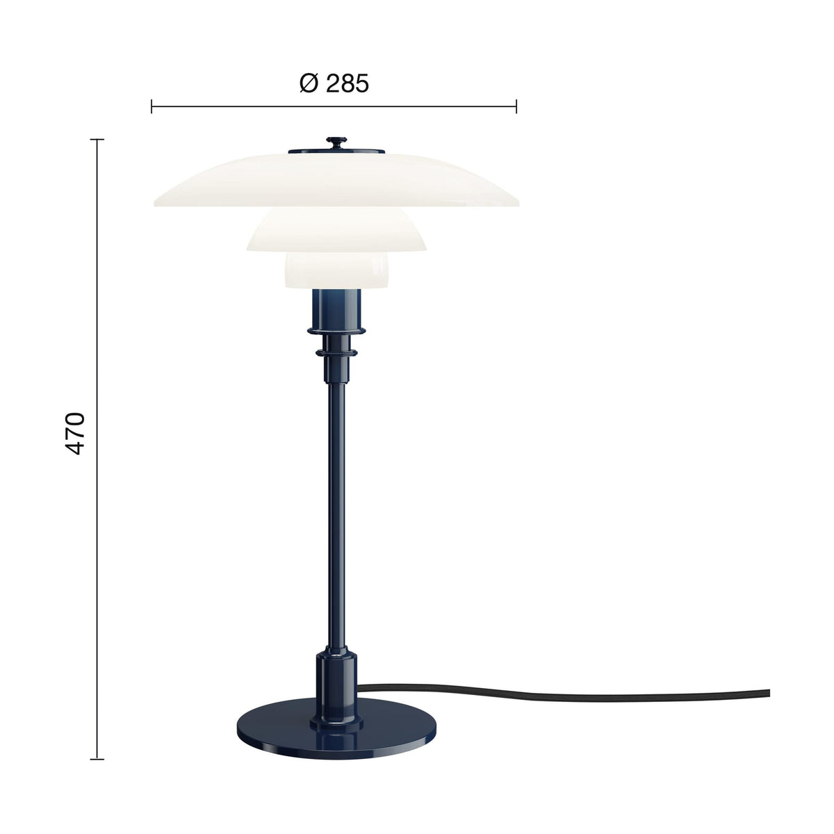 Lampe de table design en verre opalin et métal bleu nuit 45,5cm Ph 3/2 - Louis Poulsen — vue 4