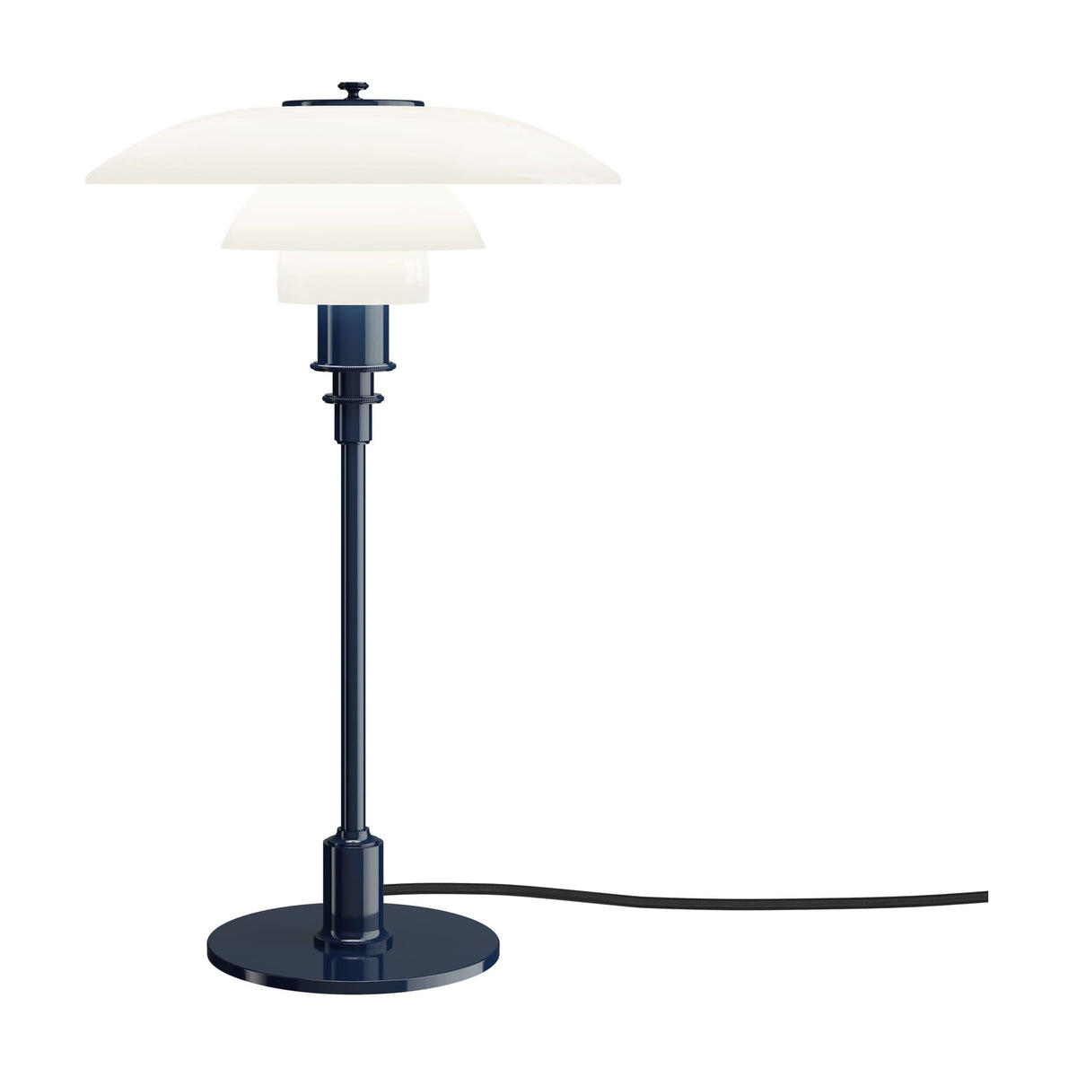 Lampe de table design en verre opalin et métal bleu nuit 45,5cm Ph 3/2 - Louis Poulsen - The Cool Republic