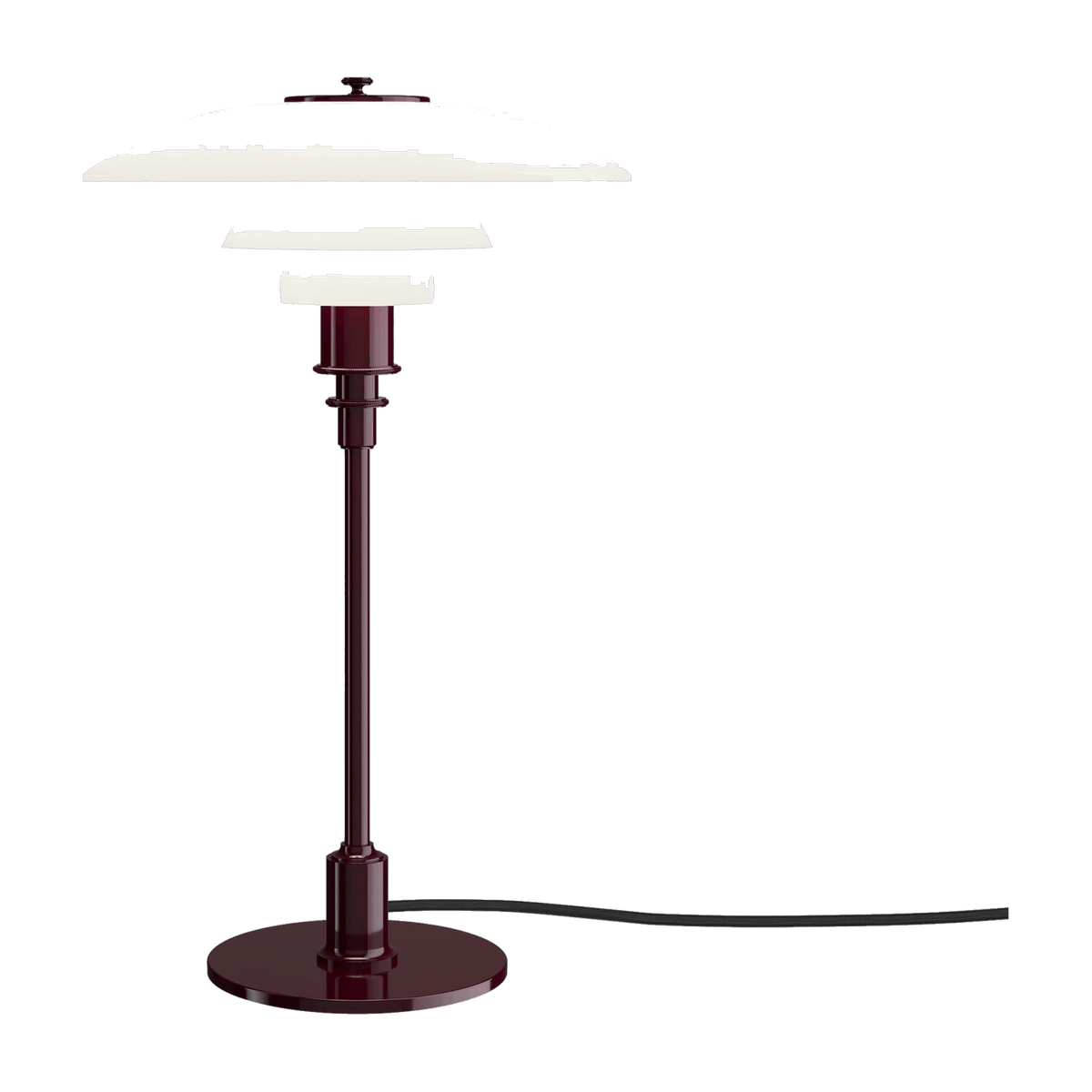 Lampe de table design en verre opalin et métal bordeaux 45,5cm Ph 3/2 - Louis Poulsen - The Cool Republic
