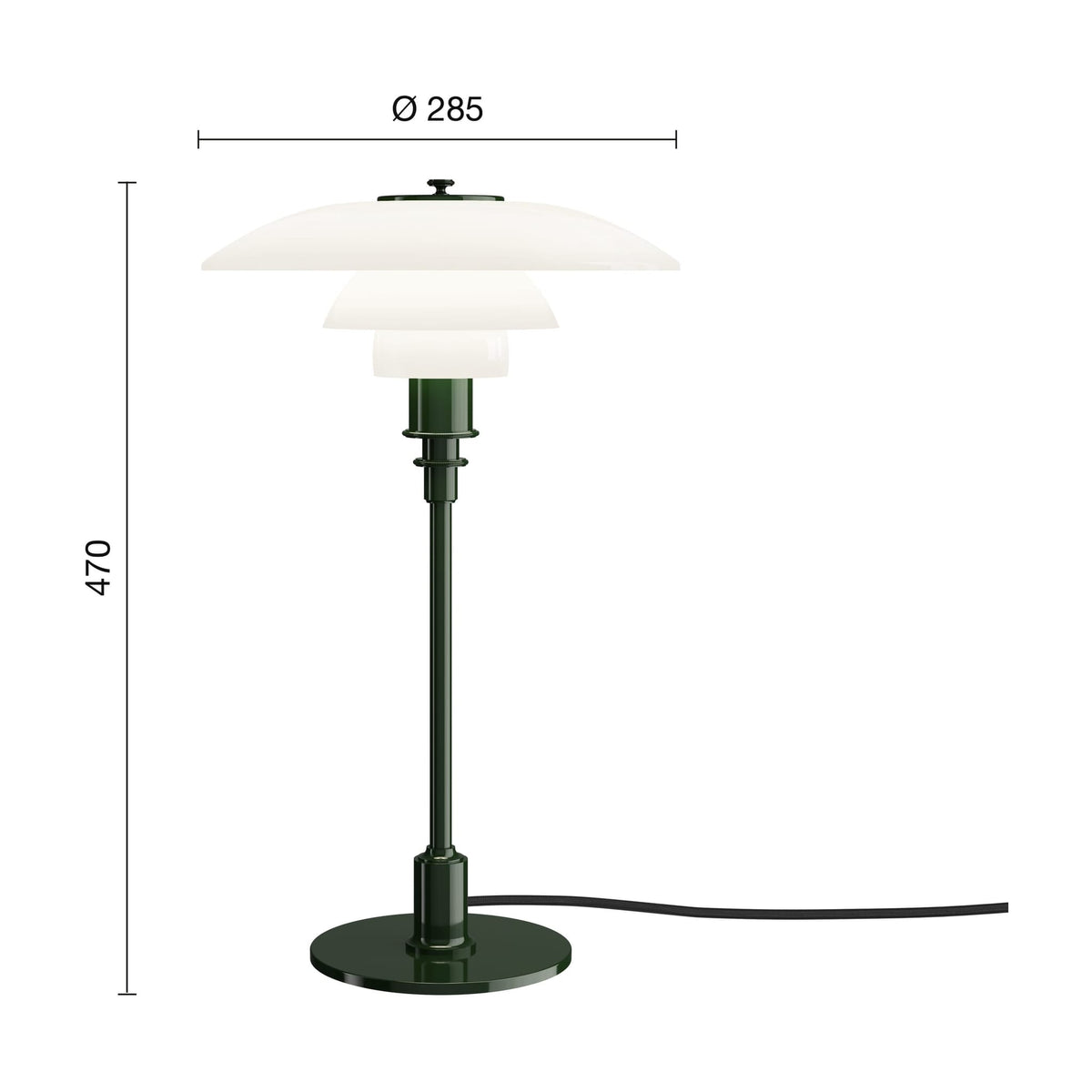 Lampe de table design en verre opalin et métal vert 45,5cm Ph 3/2 - Louis Poulsen — vue 3