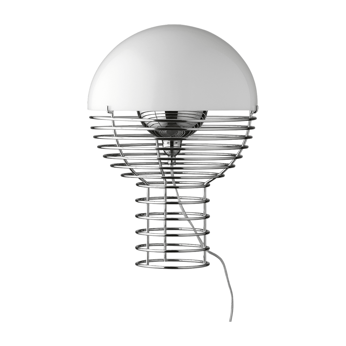Chrome-plated steel and white plastic table lamp 40 cm Wire - Verpan - The Cool Republic