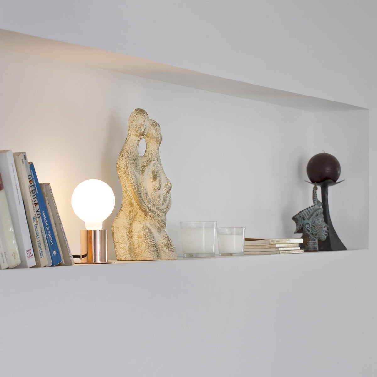 Lampe de table en aluminium rose doré 9 x 7,5 x 6 cm Ten - Faro Barcelona - The Cool Republic