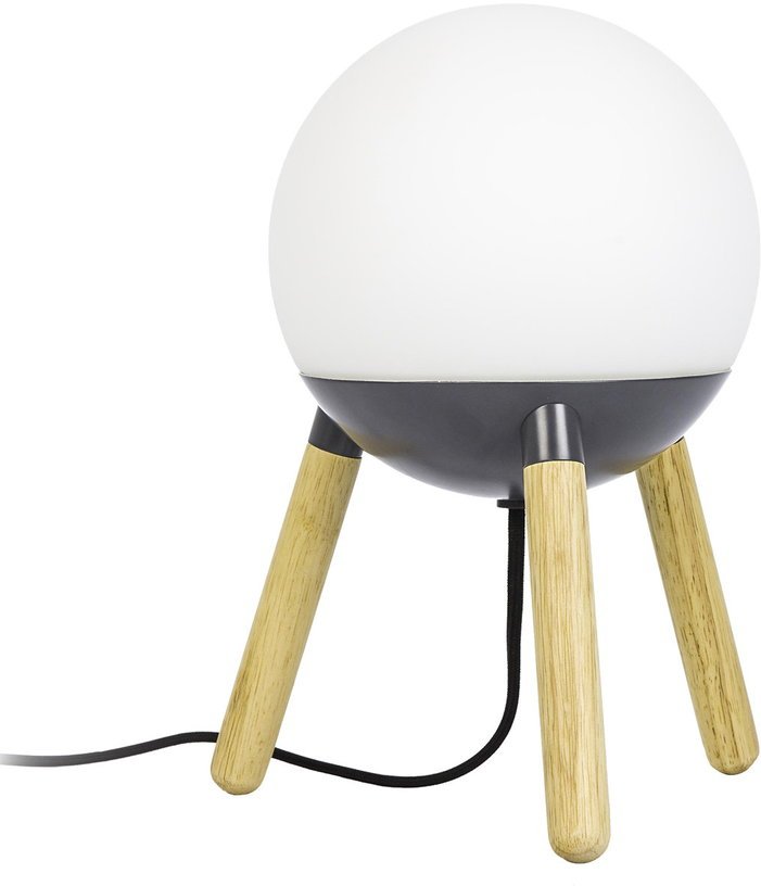 Lampe de table en bois et verre gris 30 x 18,5 cm Mine - Faro Barcelona - The Cool Republic