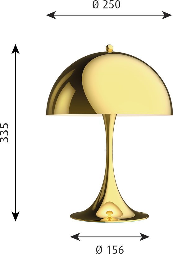 Lampe de table en laiton doré 60 cm Panthella 250 - Louis Poulsen - The Cool Republic