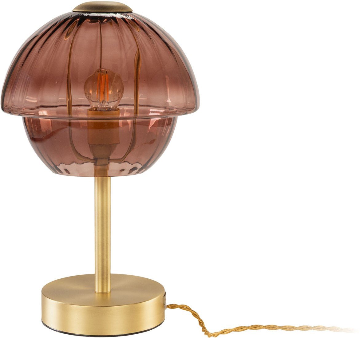 Lampe de table en laiton et verre rose 23x37cm Mathilde - Versmissen - The Cool Republic