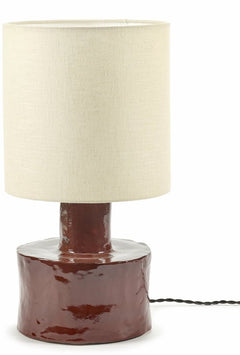 Lampe de table en lin beige et céramique rouge Catherine - Serax - The Cool Republic