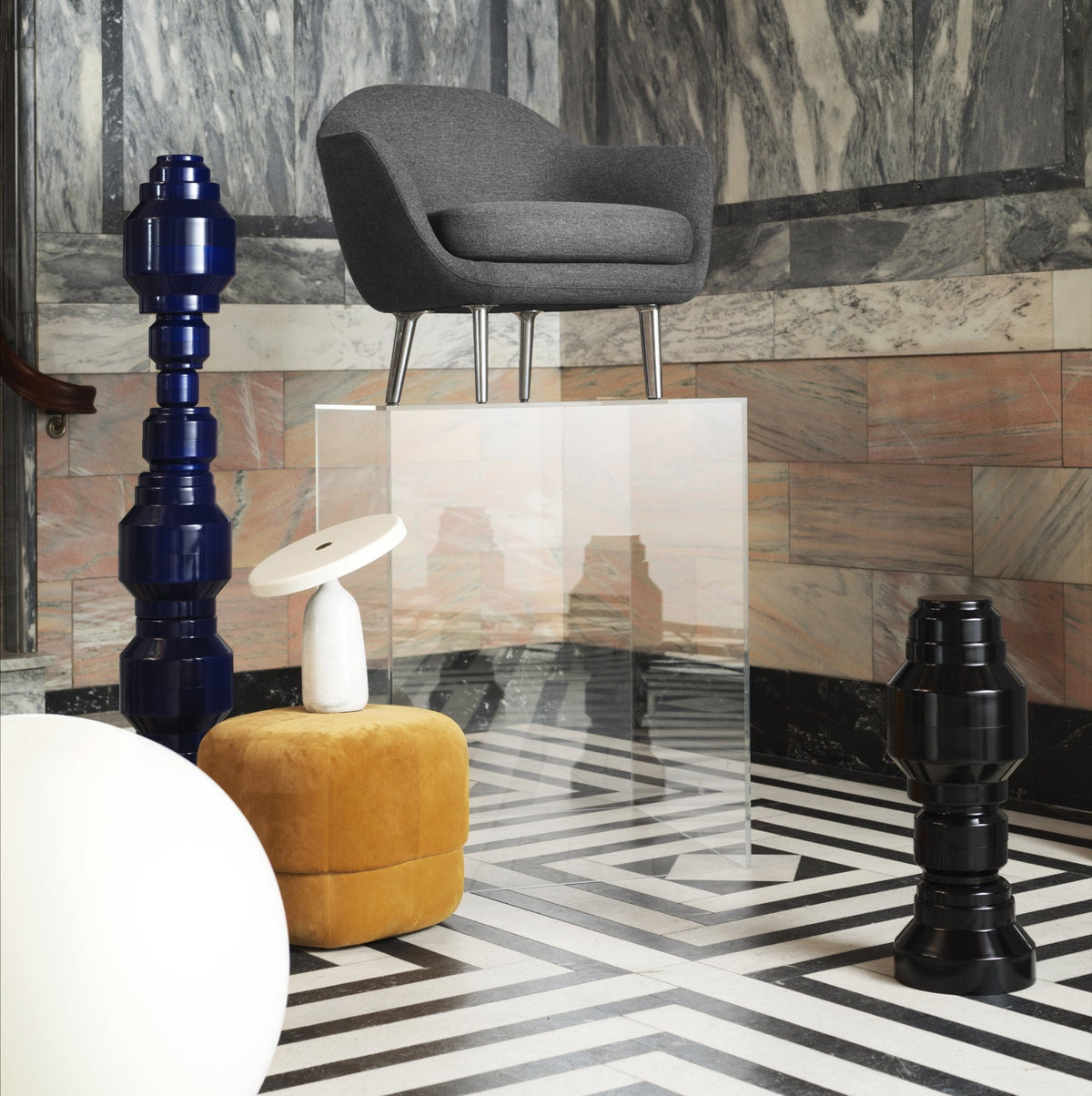 Lampe de table en marbre blanc 33,6 cm Eddy - Normann Copenhagen - The Cool Republic