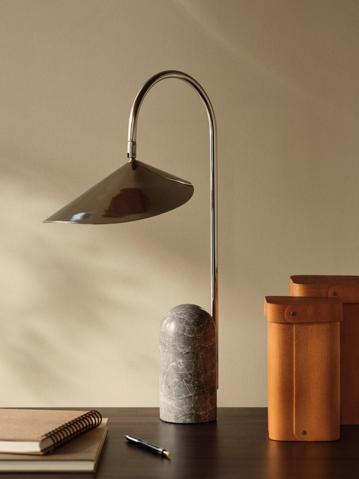 Arum grey marble and stainless steel table lamp - Ferm Living - The Cool Republic