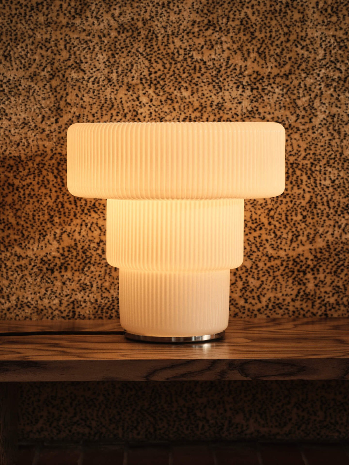 Table lamp in white blown glass and chrome-plated steel 28 x 28 cm Ripple - Ferm Living - The Cool Republic