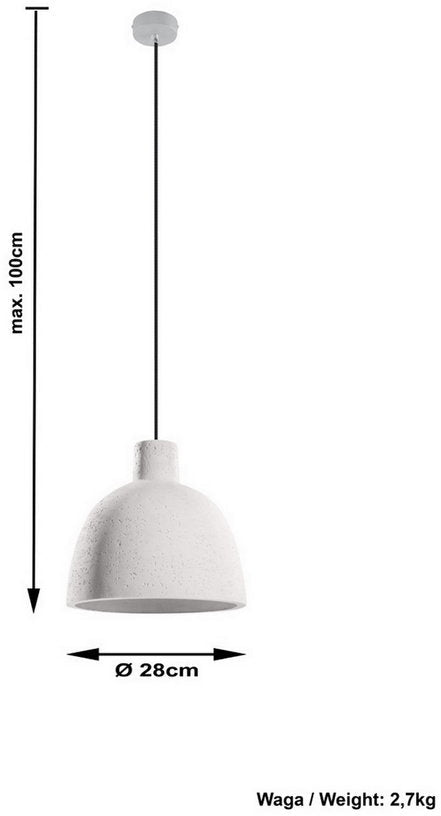 Lampe en béton gris clair 100 x 28 cm Damaso - Sollux - The Cool Republic