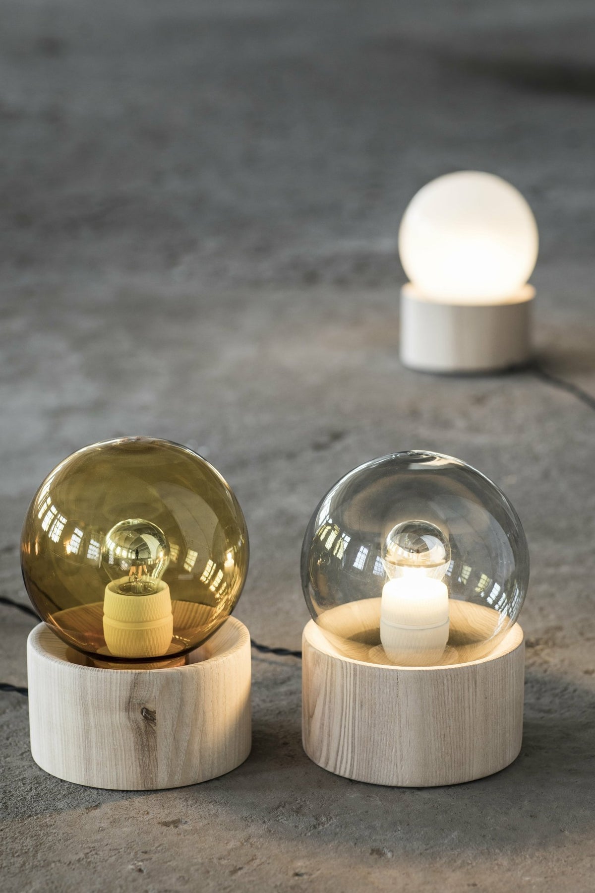 Natural wood and grey glass lamp Full Moon - Serax - The Cool Republic