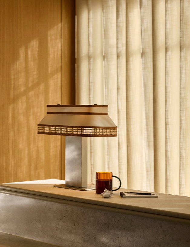 Lampe en coton et papier beige crème Square - Market Set - The Cool Republic