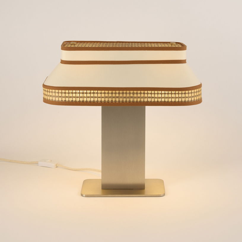 Lampe en coton et papier beige crème Square - Market Set - The Cool Republic