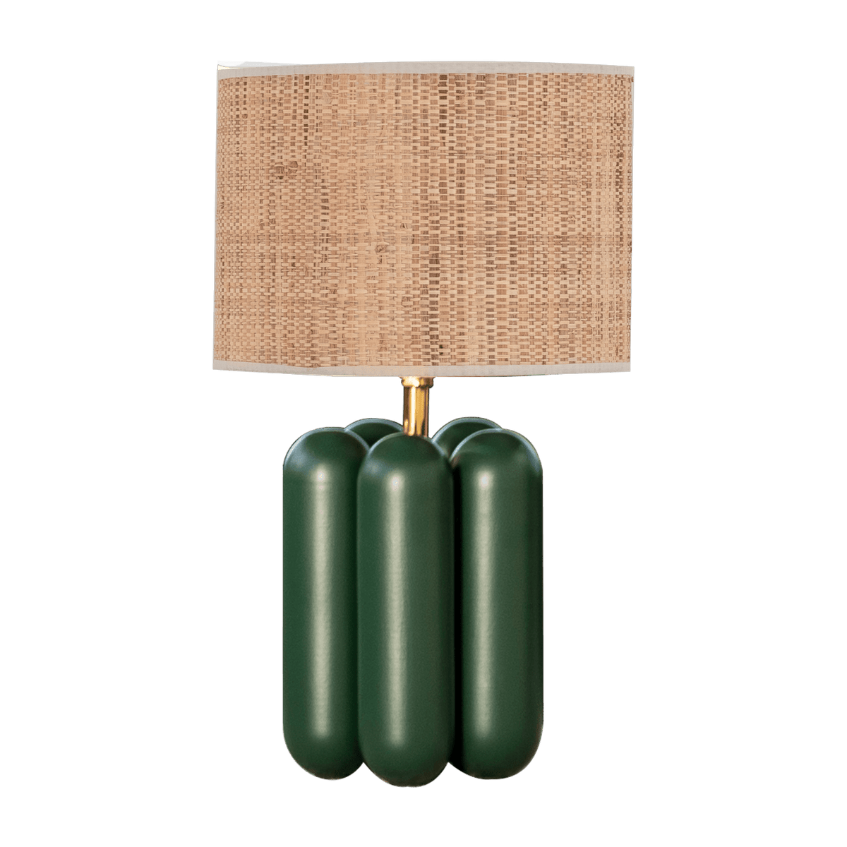 Lampe en hêtre vert et abat-jour en raphia 11 x 18 cm Charlotte - Cosin Paris - The Cool Republic