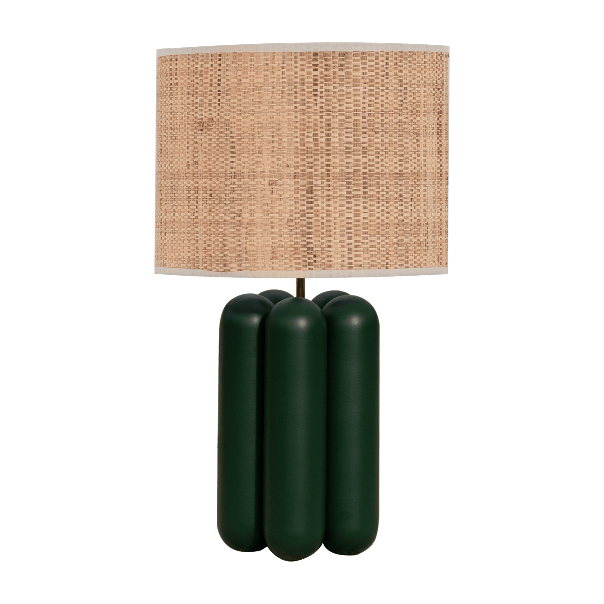 Lampe en hêtre vert et abat-jour en raphia 23 x 40 cm Charlotte - Cosin Paris - The Cool Republic