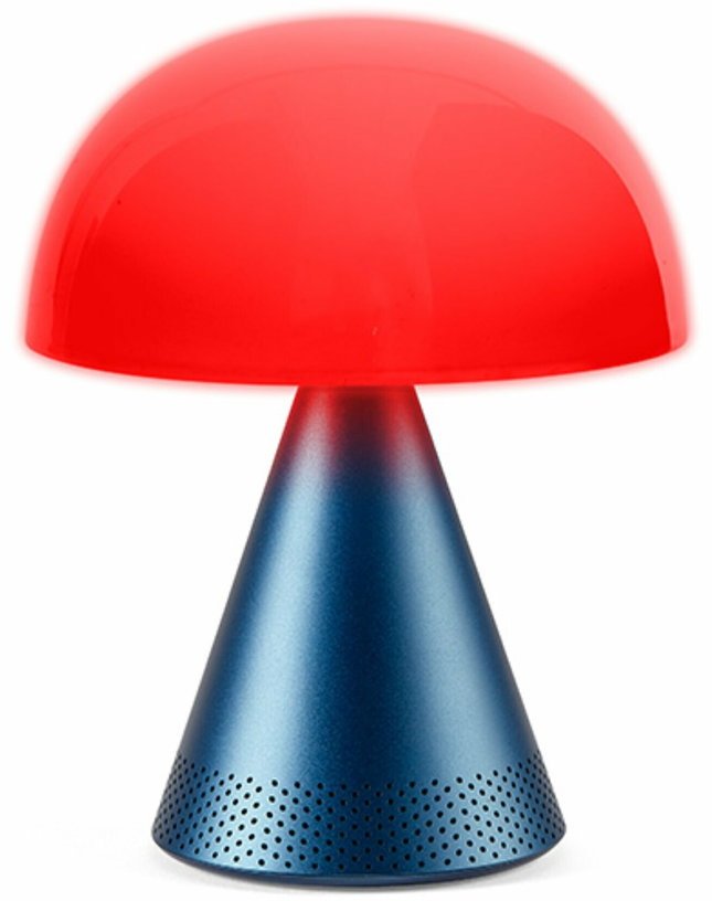 Lampe LED audio sans fil en aluminium bleu L Mina - Lexon - The Cool Republic