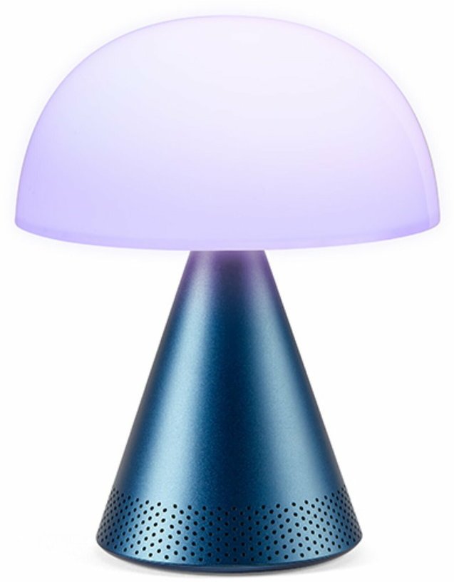 Lampe LED audio sans fil en aluminium bleu L Mina - Lexon - The Cool Republic