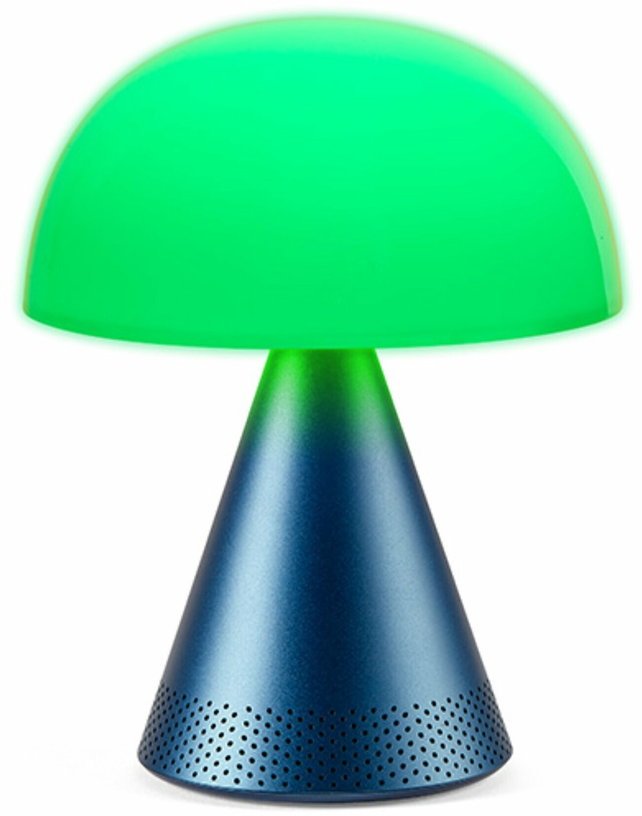 Lampe LED audio sans fil en aluminium bleu L Mina - Lexon - The Cool Republic
