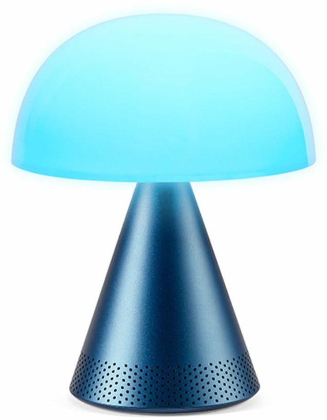 Lampe LED audio sans fil en aluminium bleu L Mina - Lexon - The Cool Republic