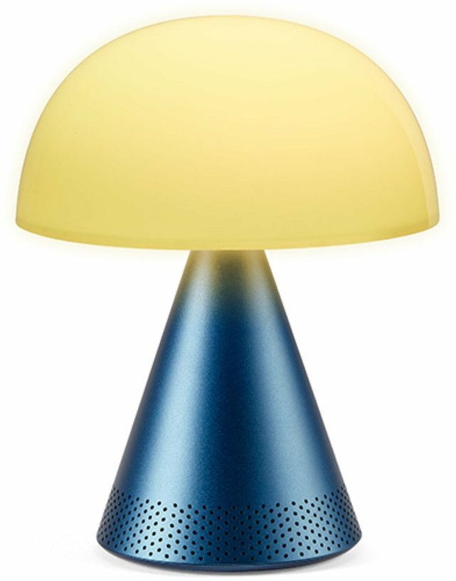 Lampe LED audio sans fil en aluminium bleu L Mina - Lexon - The Cool Republic